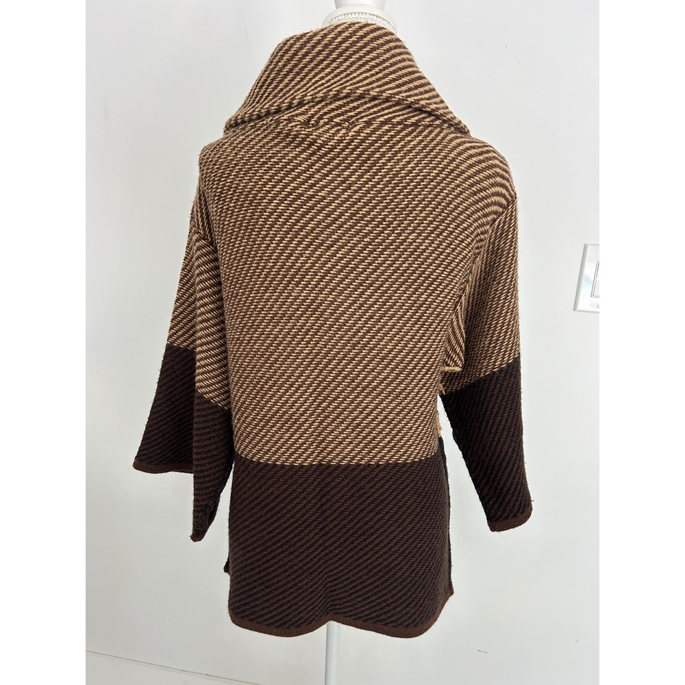 Carducci Womens Brown Colorblock Wool Blend Knit Cardigan Sweater Jacket Size M - Picture 8 of 10